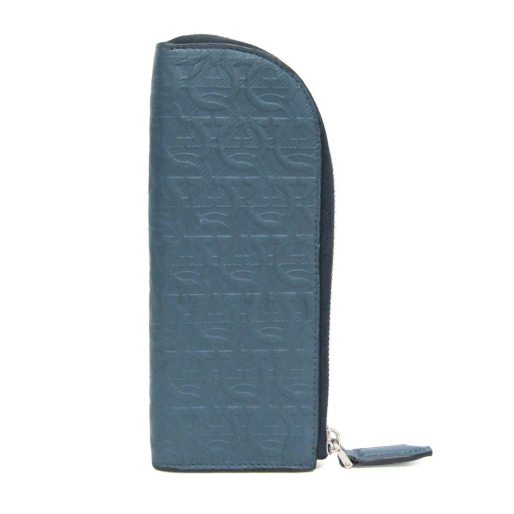 Salvatore Ferragamo Gancini Leather Pen Case (Blue) JL-66 1148